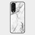 White Marble Patter Glass Case Cover For Vivo Y17S