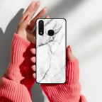 White Marble Patter Glass Case Cover For iQOO - ShopOnCliQ