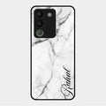 White Marble Patter Glass Case Cover For Vivo Y200 5G