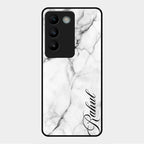 White Marble Patter Glass Case Cover For Vivo Y200E 5G