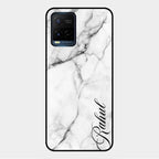 White Marble Patter Glass Case Cover For Vivo Y21E