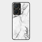 White Marble Patter Glass Case Cover For Vivo Y27