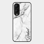 White Marble Patter Glass Case Cover For Vivo Y28 5G