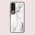 White Marble Patter Glass Case Cover For Vivo Y31 5G