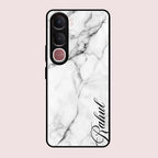 White Marble Patter Glass Case Cover For Vivo Y31 5G