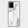 White Marble Patter Glass Case Cover For Vivo Y33S