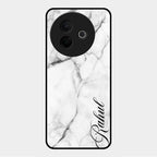 White Marble Patter Glass Case Cover For Vivo Y39 5G