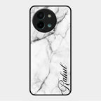 White Marble Patter Glass Case Cover For Vivo Y58 5G