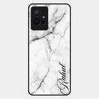 White Marble Patter Glass Case Cover For Vivo Y75 5G