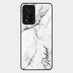 White Marble Patter Glass Case Cover For Xiaomi 11I 5G