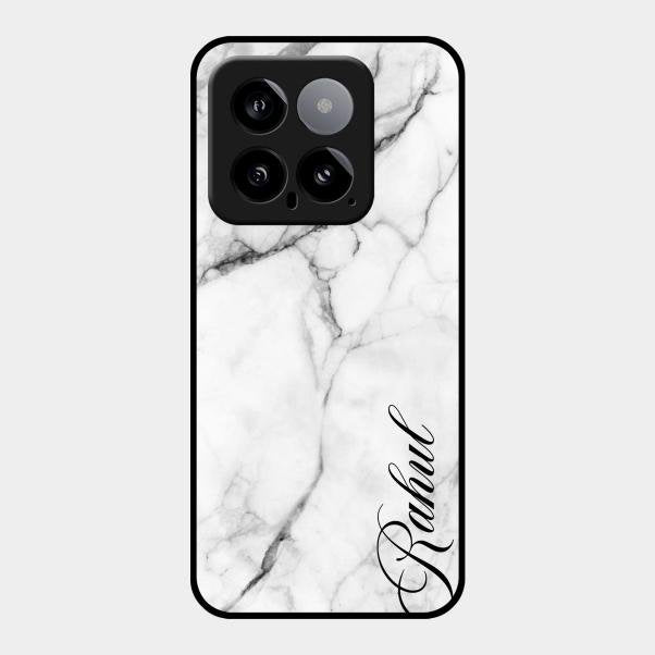 White Marble Patter Glass Case Cover For Xiaomi 14 5G