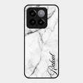 White Marble Patter Glass Case Cover For Xiaomi 14 5G