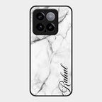 White Marble Patter Glass Case Cover For Xiaomi 14 5G