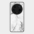 White Marble Patter Glass Case Cover For Xiaomi 14 Ultra