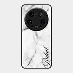 White Marble Patter Glass Case Cover For Xiaomi 14 Ultra