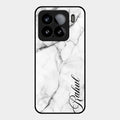 White Marble Patter Glass Case Cover For Xiaomi 15 5G