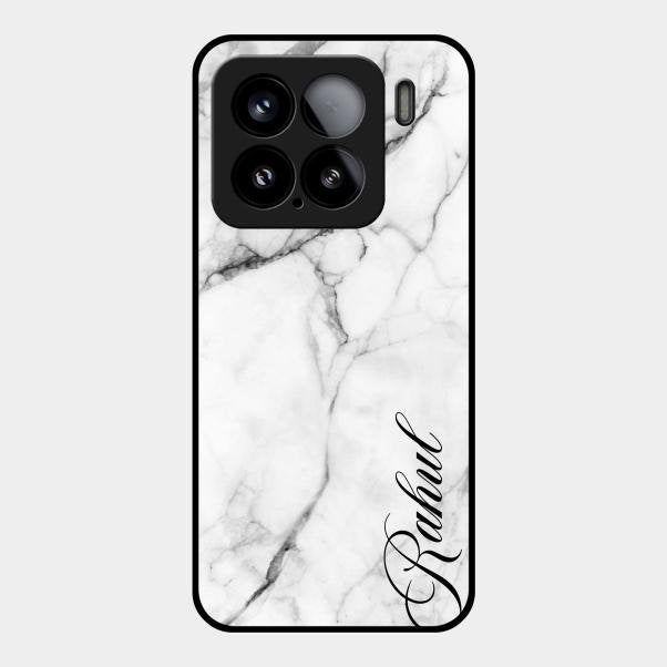 White Marble Patter Glass Case Cover For Xiaomi 15 5G