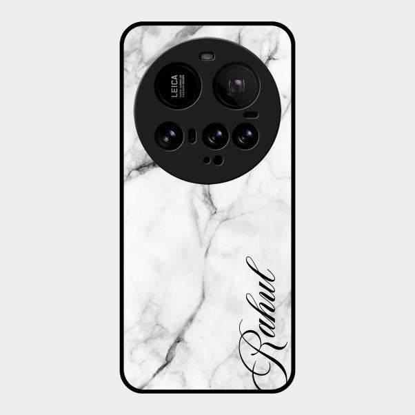 White Marble Patter Glass Case Cover For Xiaomi 15 Ultra 5G