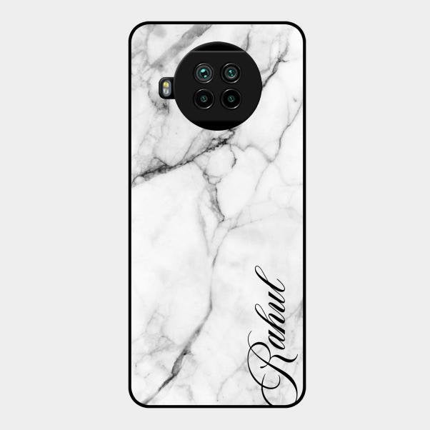 White Marble Patter Glass Case Cover For Xiaomi Mi 10I 5G