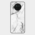 White Marble Patter Glass Case Cover For Xiaomi Mi 10I 5G