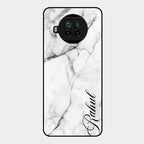White Marble Patter Glass Case Cover For Xiaomi Mi 10I 5G