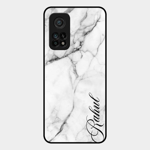 White Marble Patter Glass Case Cover For Xiaomi Mi 10T Pro 5G
