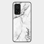 White Marble Patter Glass Case Cover For Xiaomi Mi 10T Pro 5G