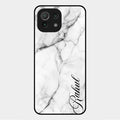 White Marble Patter Glass Case Cover For Xiaomi Mi 11 Lite