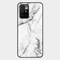 White Marble Patter Glass Case Cover For Xiaomi Redmi 10 Prime