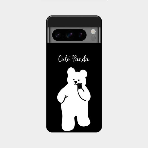 White Panda Glass Case Cover For Google Pixel 8 Pro 5G