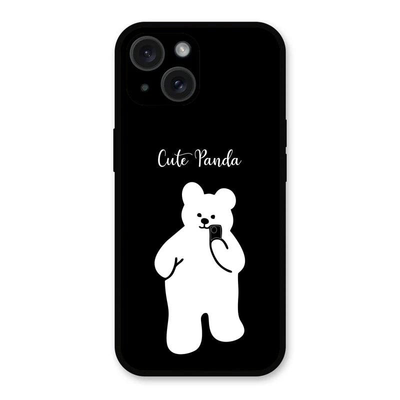 White Panda Glass Case Cover For iPhone 15 Plus