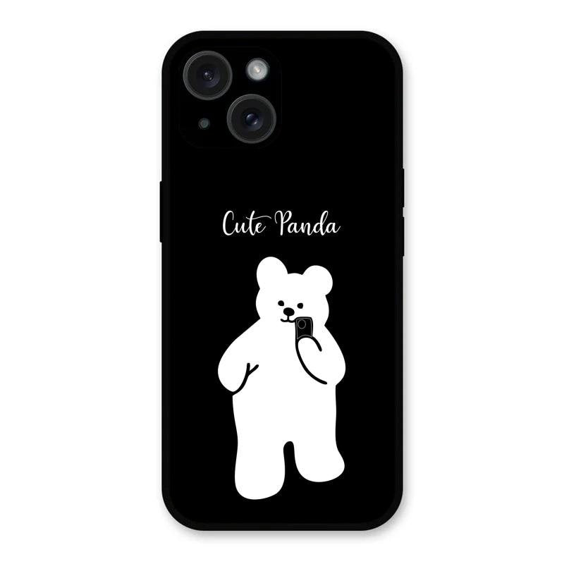 White Panda Glass Case Cover For iPhone 15