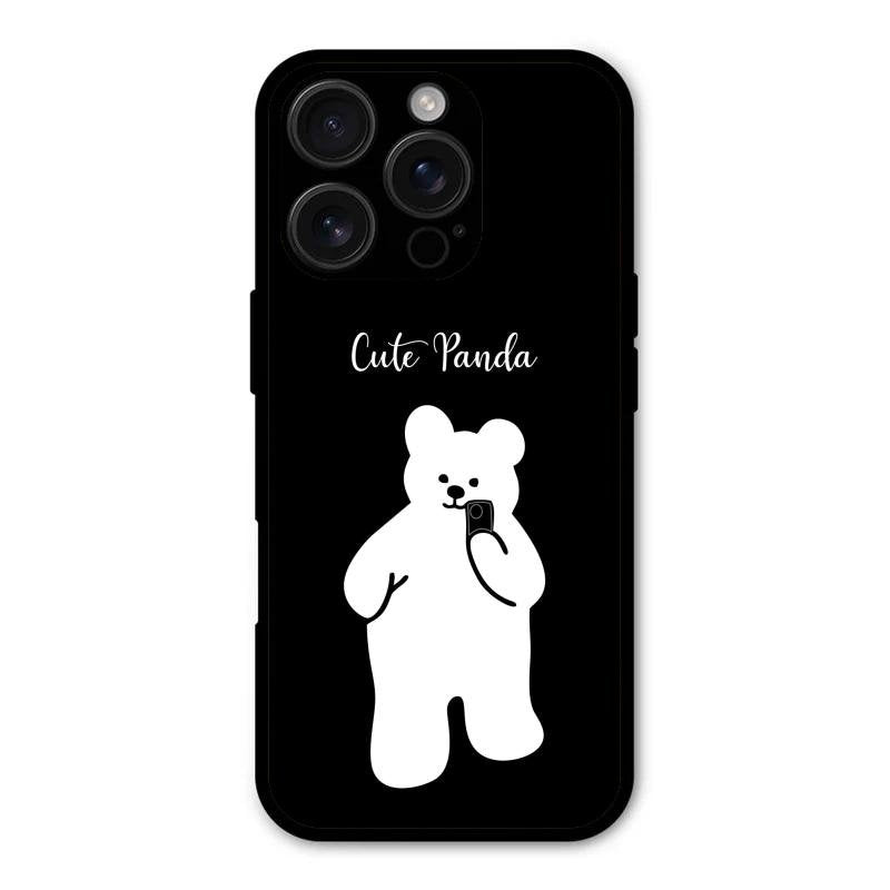 White Panda Glass Case Cover For iPhone 16 Pro Max