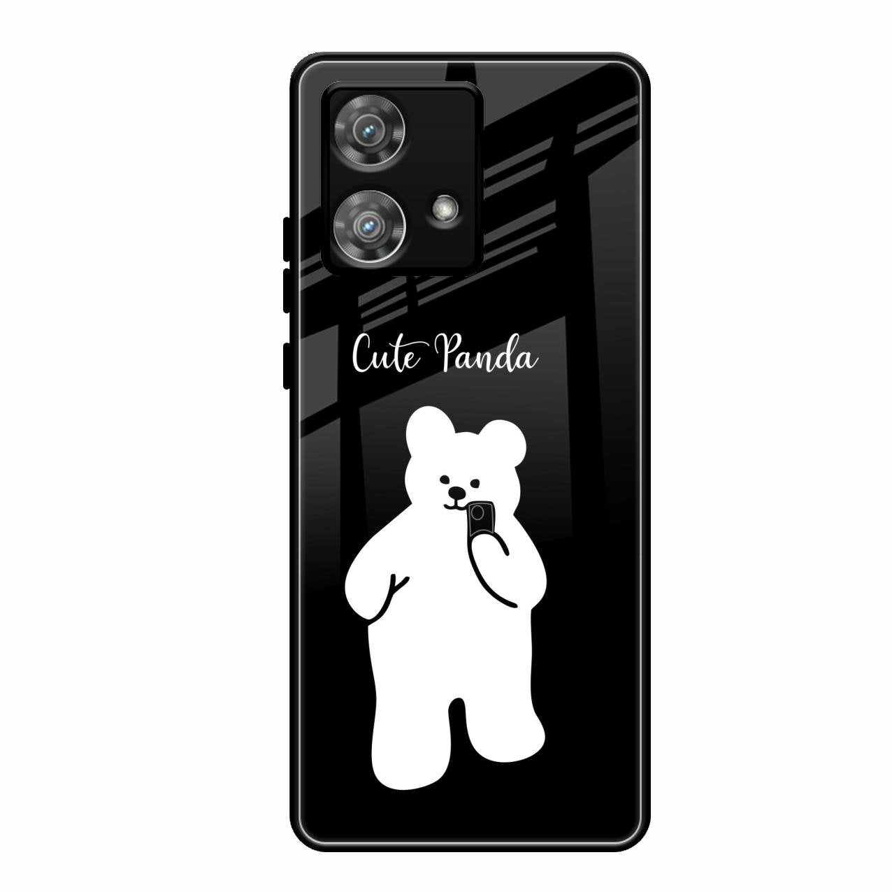 White Panda Glass Case Cover For Motorola Edge 40 5G
