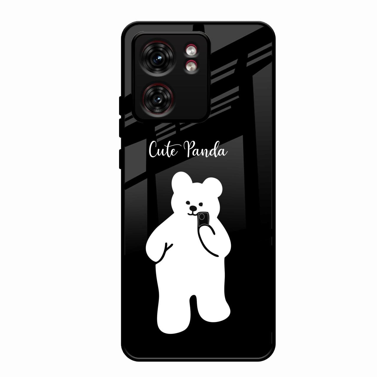 White Panda Glass Case Cover For Motorola Edge 40
