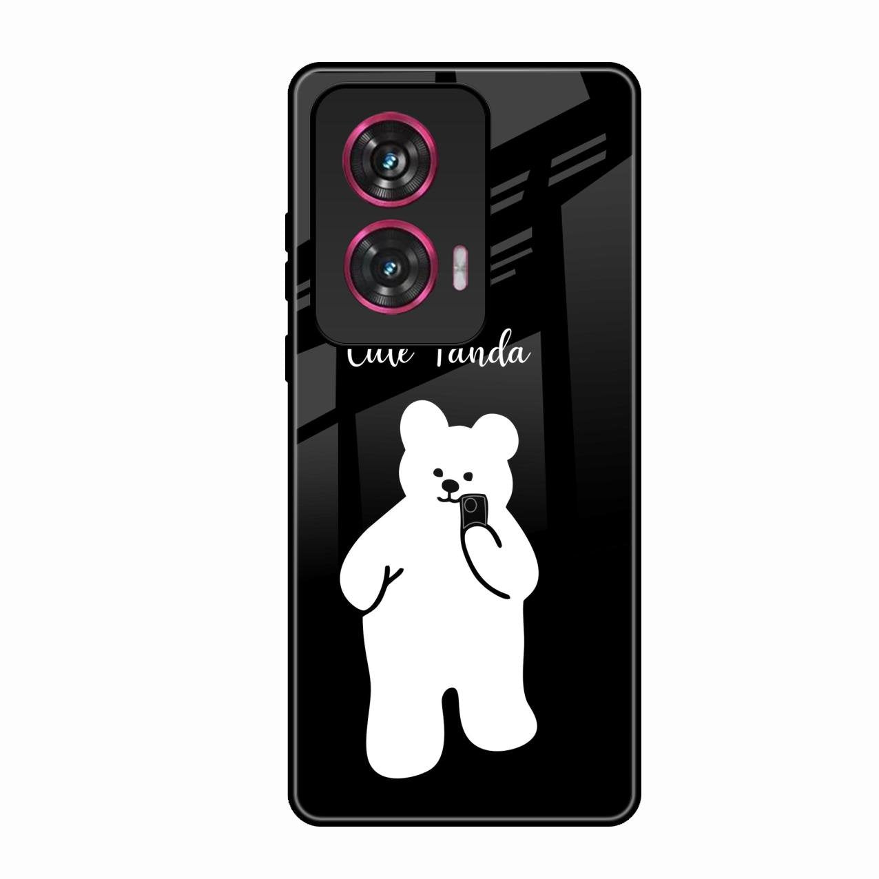 White Panda Glass Case Cover For Motorola Edge 50 Fusion 5G