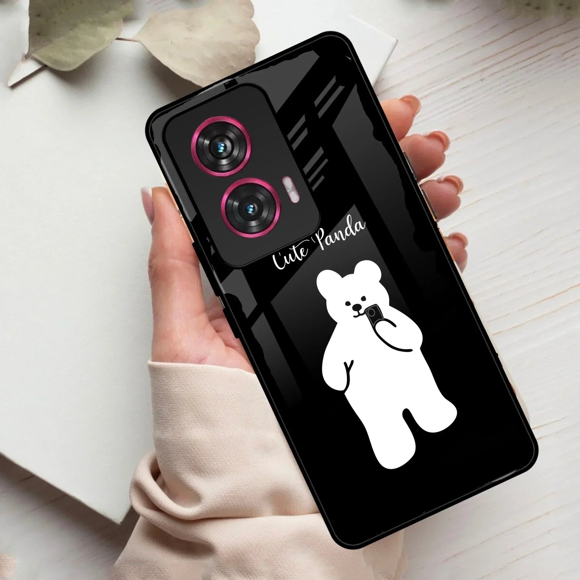 White Panda Glass Case Cover For Motorola - ShopOnCliQ