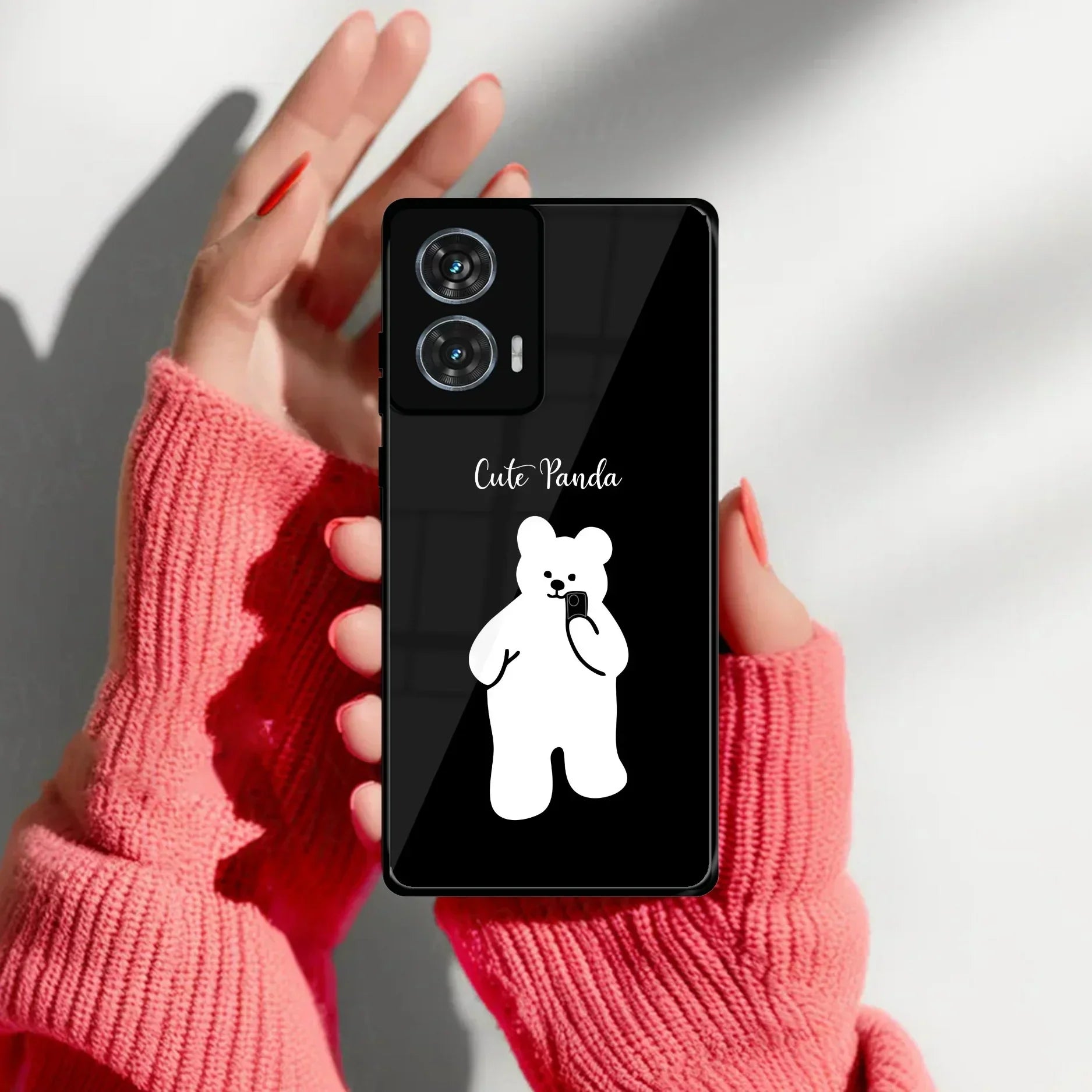 White Panda Glass Case Cover For Motorola - ShopOnCliQ