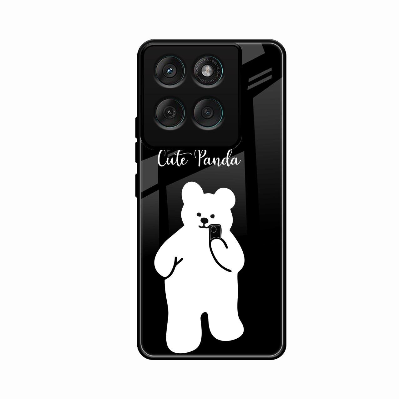 White Panda Glass Case Cover For Motorola Edge 60 5G