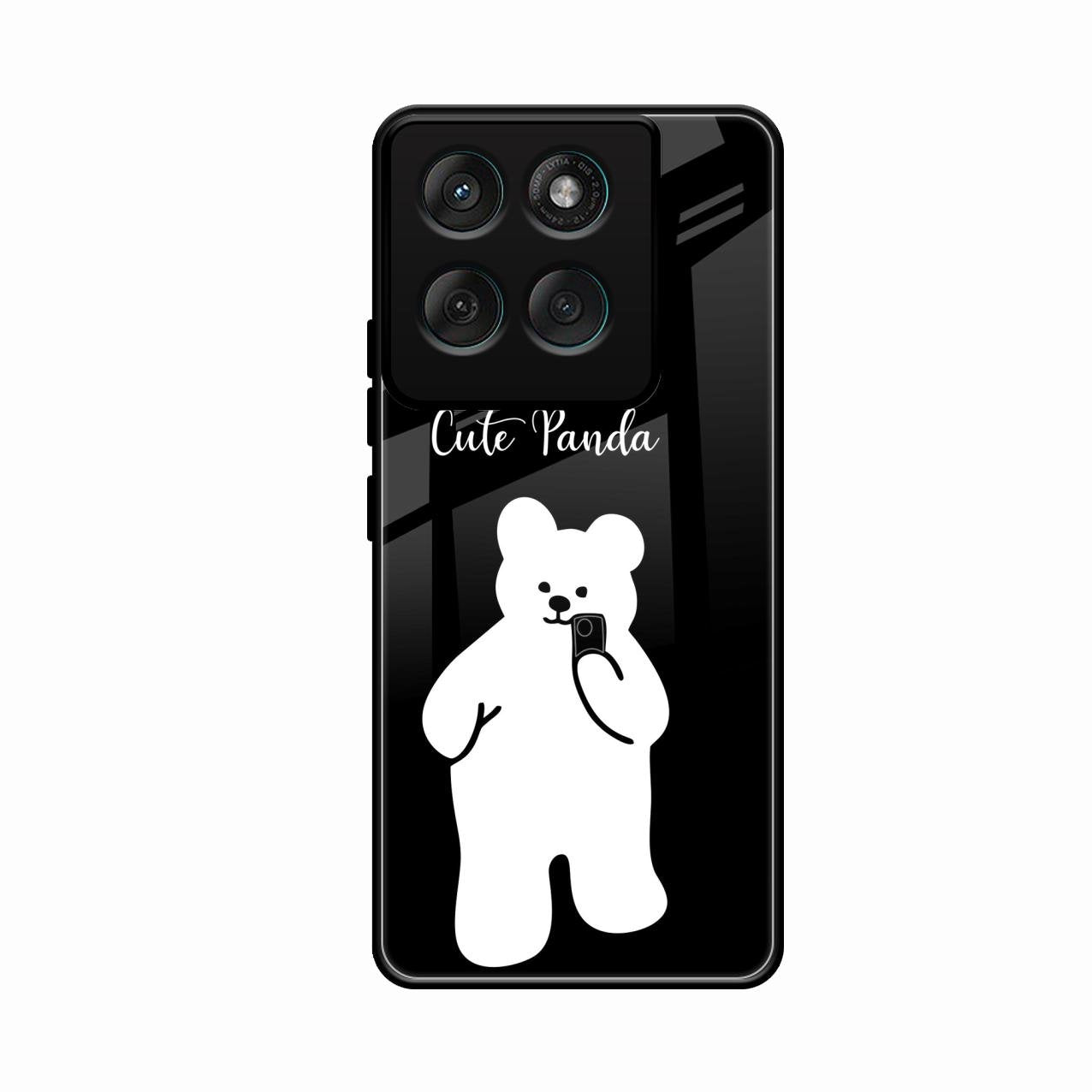 White Panda Glass Case Cover For Motorola Edge 60 Stylus 5G