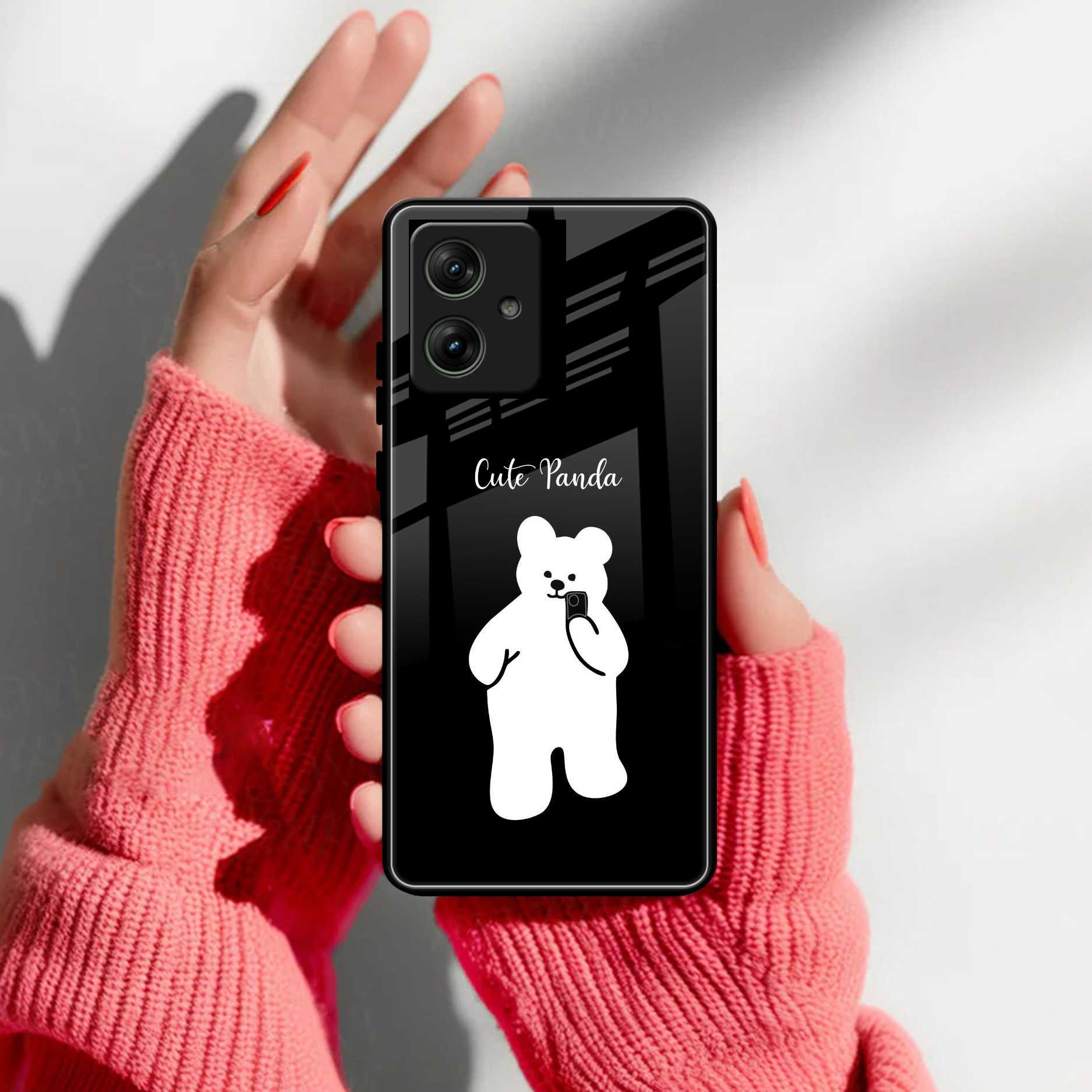 White Panda Glass Case Cover For Motorola