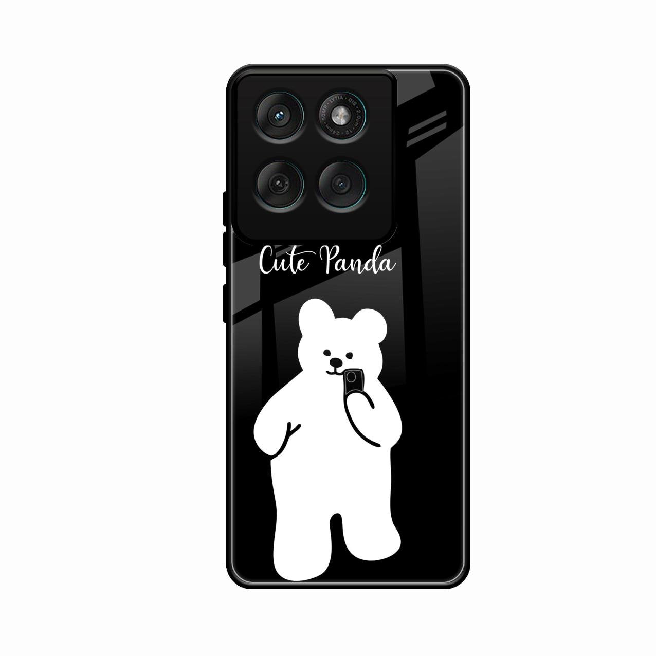 White Panda Glass Case Cover For Motorola G67 Power 5G