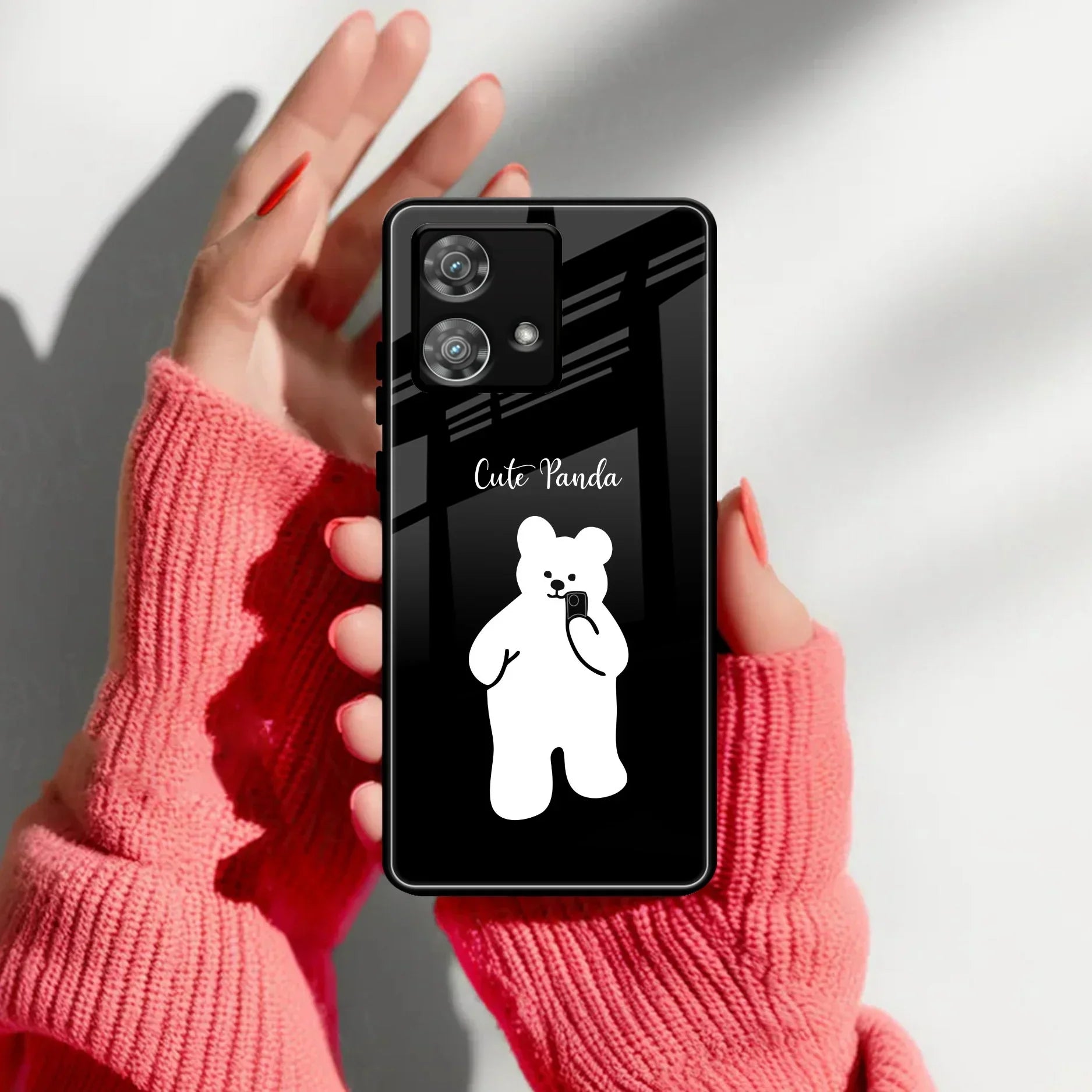 White Panda Glass Case Cover For Motorola - ShopOnCliQ