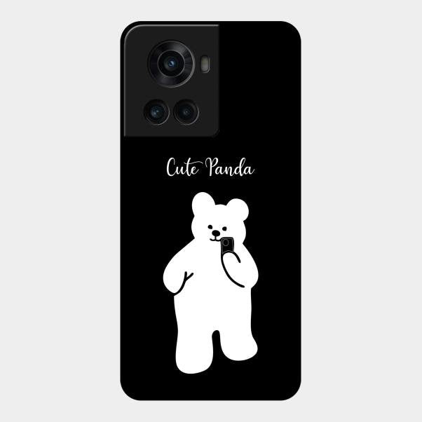 White Panda Glass Case Cover For Oneplus 10R 5G