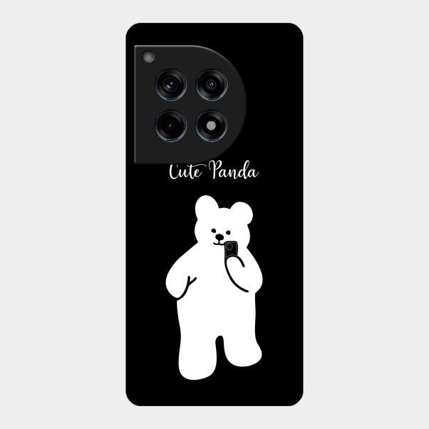 White Panda Glass Case Cover For Oneplus 12R 5G