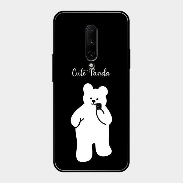 White Panda Glass Case Cover For Oneplus 7 Pro