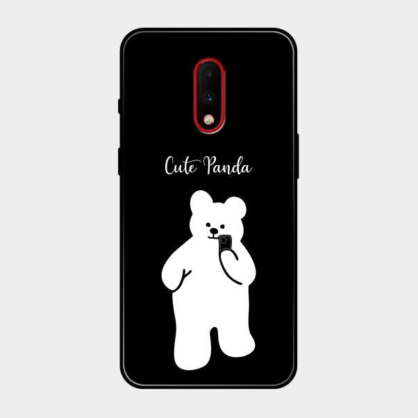 White Panda Glass Case Cover For Oneplus 7