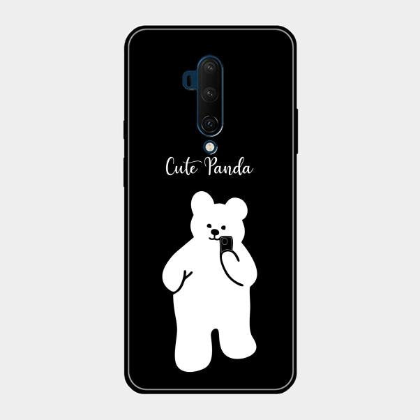 White Panda Glass Case Cover For Oneplus 7T Pro