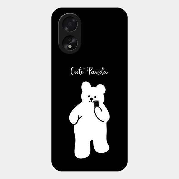 White Panda Glass Case Cover For Oppo A38