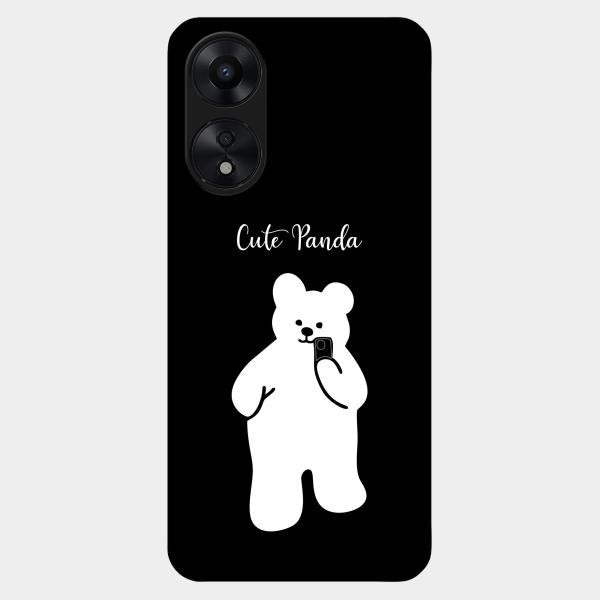 White Panda Glass Case Cover For Oppo A78 5G